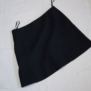 Black split A-line quality preppy miniskirt